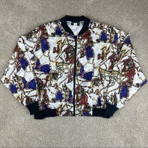 Vintage Royal pattern zip up windbreaker jacket